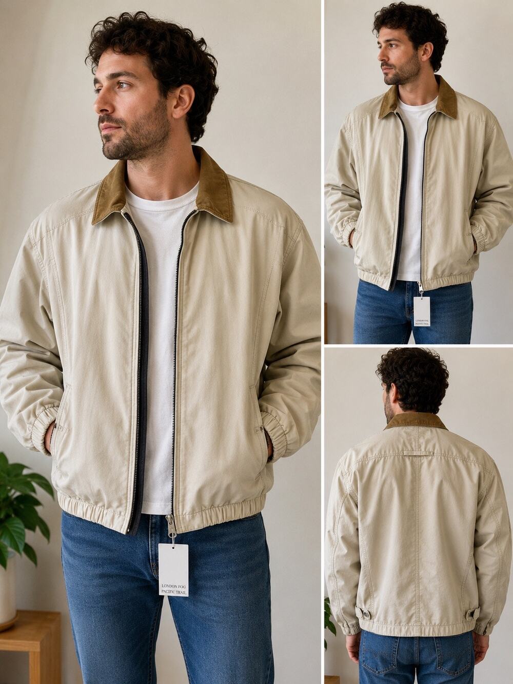 Vintage London Fog Pacific Trail Land Cruiser Jacket Leather Collar Bomber M NWT